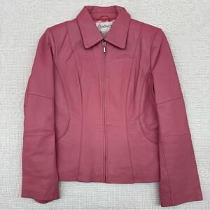 pink leather jacket chadwicks size medium